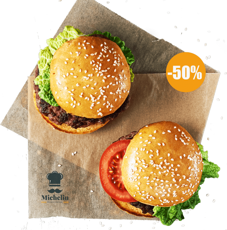 burger 50% off!